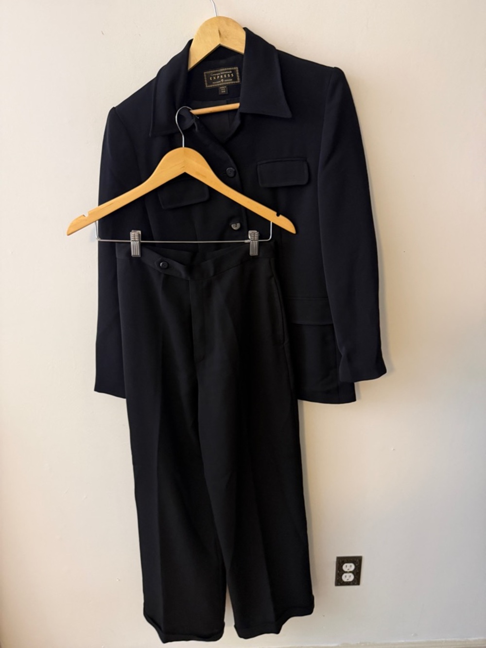 vintage Express Black Women's Jacket and Pants SET co ord two pieces
